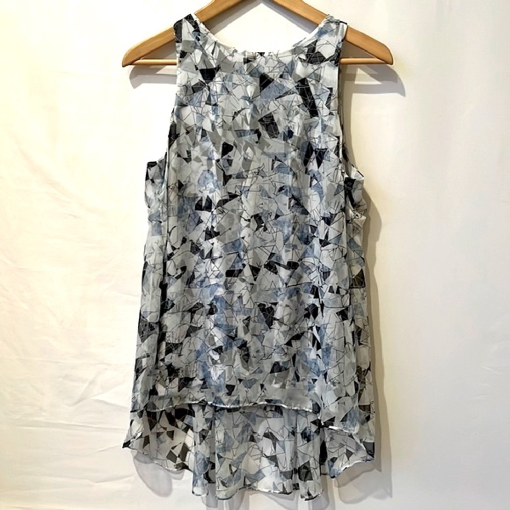 Vince Camuto Blue‎ Broken Prism Hi-Lo Layered Tank Size S